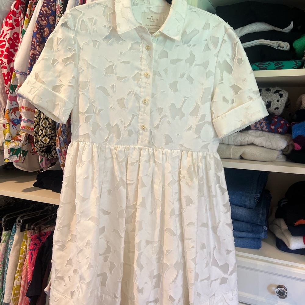 Kate Spade white Textured Floral Dress